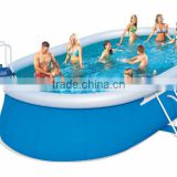 The elliptical trapezoidal swimming pool with filter pump