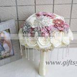 Elegant Bridal Bouquet Wedding Bouquet Made by Satin Roses Brooches Handmade Vintage Inspired Alternative thumbnail-2