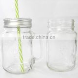 Straw beverage glass jar with handle
