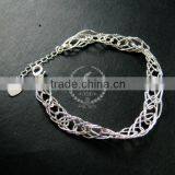 19cm Silver Plated Brass Faceted Rhombic Link Fashion DIY Bracelet Supplies 1900068 thumbnail-1