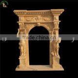 White Stone Door Surround With Figure Pillares Design