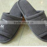 Open Toe Hotel Terry Towel Slipper With Anti-slip Fabric With Dot