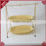 S&D 2 Tier New Design Poly Rattan Brathroom Storage Basket Storage Wicker Rack Shelf for Hotel thumbnail-2