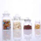 Set 4 Clear Airtight Glass Storage Canisters with Glass Dome Lid