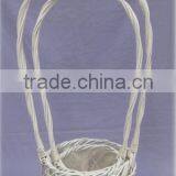White Willow Flower Baskets With Handle and Liners thumbnail-1