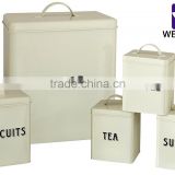 Food Grade Kitchen Square Metal Storage Canisters Set Bread Box Coffee Tea Biscuit Sugar Tin Jar