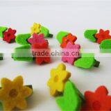 2017 Clothes Pins With Felt Flowers Leaves Mini Wooden Peg Clothing Pin Made in China