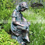 High Quality Bronze Girl Reading Statue With Customized Service VSG-028 thumbnail-3