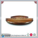 JANPANESE FEATURE VINTAGE ROUND OVAL WOODEN DIP SNACK SERVING FOOD TRAY 12" DIAMETER BREAKFOOD TRAY CN thumbnail-5