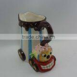 Dolomite Handpainted Ceramic Ice Crem Cup in Car Shape