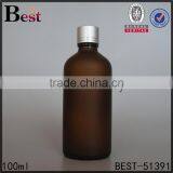Cosmetic Frosted Fragrance Perfum100ml Amber Glass Bottle Aluminum Cap Essential Oil Empty 100ml Amber Glass Bottle Plastic Cap thumbnail-3