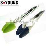 14004 New Shape Barbecue Grill Tongs Silicone Kitchen Serving Locking Food Tong thumbnail-3