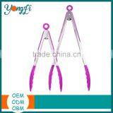 Silicone Stainless Steel Tong Set - BBQ Salad Bread Serving Tongs Kitchen Cooking Tools thumbnail-3