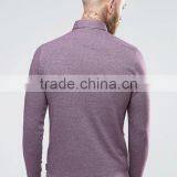 High Quality Custom Long Sleeve Button Placket Men's Polyester Viscose Stretch Knit 200g Slim Fit Casual Purple Polo Shirt thumbnail-2