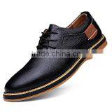 Dark Blue Genuine Leather Men Business Casual Shoes Fashion Best Quality, Lace up Relaxation Leather Shoes Men Fashion Style thumbnail-1