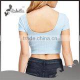 Women Tank Top for Gym Plain Crop Top Wholesale With Short Sleeve thumbnail-2