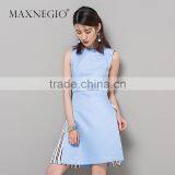 Maxnegio Online Shop Blue Pleated Dress Pictures of Elegant Casual Dresses thumbnail-3