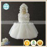 2017 New Born Baby Clothes White First Communion Dress Embroidery Flower Baby Cotton Frocks Designs 1 Year Baby Girl Dresses Hat thumbnail-1