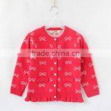 Fashion Ruffles Hem Girls Woolen Long Cardigan Sweater thumbnail-1