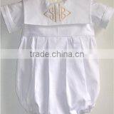 High Quality Cotton White Boy Newborn Baby Clothing Bubble Romper thumbnail-1