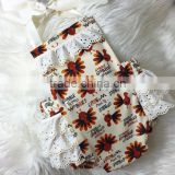 Baby Girl Thanksgiving Clothing Turkey Ruffle Romper Toddlers Fancy Lace Boho Vintage Romper
