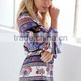 Ebay Hot Sell 2016 Summer Euro Style Sexy V Neck Printed Jumpsuits Long Sleeve With Belt for Women thumbnail-2