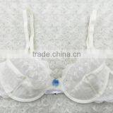New Design Young Ladies White Embroidered Blue Bow Bra and Panty Set thumbnail-2