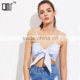 CUTE Self Bow Blue Top, Ladies Newest Design Tank Top thumbnail-1