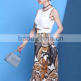 2016 Hot Sale Special Design Sleeveless Contrast Color Wide A-line Middle and Long Dress thumbnail-1