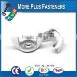 Made in Taiwan Brass Plated Coarse Thread Zinc Plating Steel Stamped Wing Nut thumbnail-3