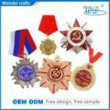 Russian Style Pressing Flat Iron Brass Diamante Rhinestone Military Russia Medals With Ribbon