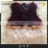 Fashion design raccoon fur vest bump stitching mongolian lamb fur