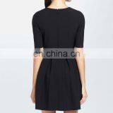 CHEFON Pleated Skirt Fit and Flare Stretch Wool Crepe Latest Casual Dress Designs thumbnail-2