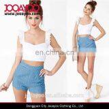 Women's Fashion Lace Embroidered Ruffle Crochet Crop Tank Top thumbnail-1