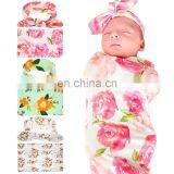 Newborn Baby Swaddle Receiving Blanket With a Matching Headband Set