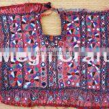 Vintage Hand Embroidery Mirror Work Patches- Banjara Mirror Work Vintage Embroidery Neck Patches thumbnail-3