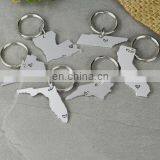 Wholesale Custom Silver Plating USA State Shape Keychain for Gifts