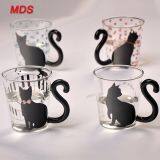 Lovely Animals High Borosilicate Cat Drinking Glass With Handle
