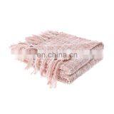 Wholesale High Quality Soft Pink Throw Blanket With Tassels For Home thumbnail-3