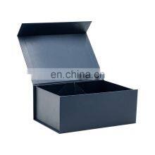 Luxury Sturdy a5 Deep Navy Blue Folding Magnetic Gift Tie Box With Ribbon thumbnail-4