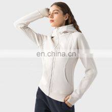 Fleece Zip Up Sleeve Sports Jackets For Women Winter Outdoors Fitness Warm Hoodies With Thumb Hole thumbnail-4