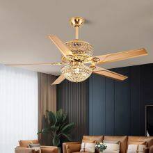 LED Light Gold Ceiling Fan Elegant Iron Blades Ceiling Fan With LED Light and Remote Control thumbnail-3