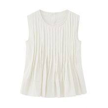 New Women's Summer Doll Shirt, Round Neck Sleeveless Top thumbnail-3