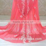 Beautiful Flower Leaf Embroideried Muslim Women Head Scarf Cotton Hijab thumbnail-3