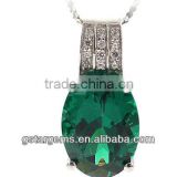 oval shape hand setting created emerald three row small stone 925 sterling silver pendant