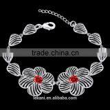 Crystal Silver Plated Bracelets ,flower Beads Bracelets thumbnail-2
