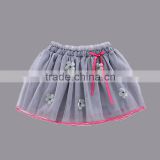 new design grey applique lovely girls skirts, tulle chiffon bowknot kids tutus, wholesale ruffle tutu petticoat child