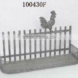 100430F-Rooster Wall Hanging Metal Shelf Metal Rack thumbnail-1