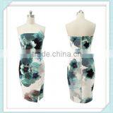 Lady's Digital Printed Bonded Fabric Strapless Dress thumbnail-1