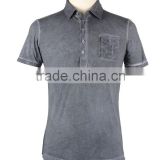 Men's 100% cotton knit fabric lapel short sleeved T-shirt